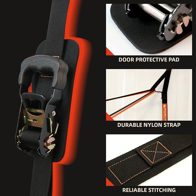 Resistance Band Door Ratchet Anchor with 6 Points - Portable Home Workout Anchor (Fits 6-7.7ft Doors)