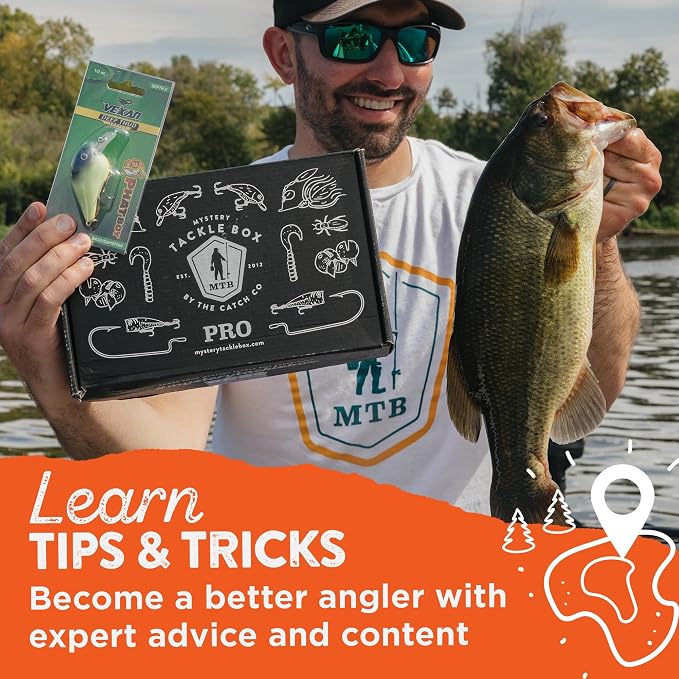 Catch Co Mystery Tackle Box Freshwater Bass Fishing Kit | Largemouth and Smallmouth Bass, Fishing Gift, Fishing Gifts for Men, Lures, Baits, Jigs