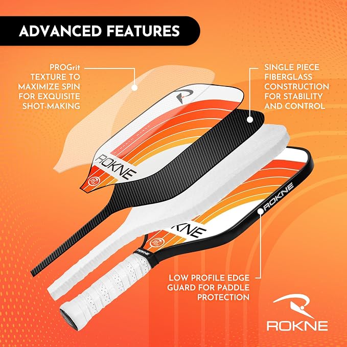 ROKNE Curve Classic Pickleball Paddle | USAPA Approved Fiberglass Pickleball Paddles | Precision Engineering & Comfort | ProGrit Texture for Max Spin & Power | Paddle