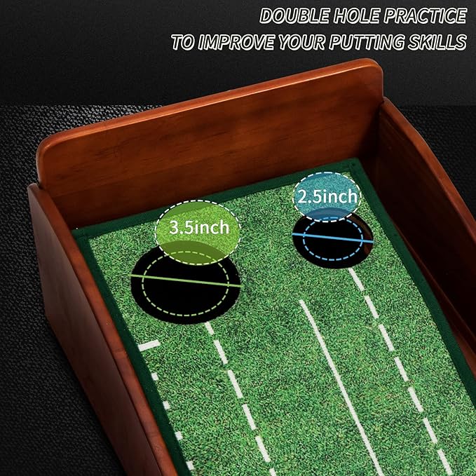 YOUCZON Putting Green Indoor,Golf Putting Mat with Auto Ball Return,Premium Crystal Velvet Surface, Practice Putting mat, Perfect Training Aid & Gift for Golf Lovers Christmas