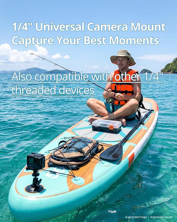 Inflatable Stand Up Paddle Board with Seat, 10'6"/10'5" SUP 440LBS, Recreational Paddleboard for Adults Beginners, Blow Up Paddle Board with Fishing Design, Camera Mount, Cooler Bag & Full Accessories