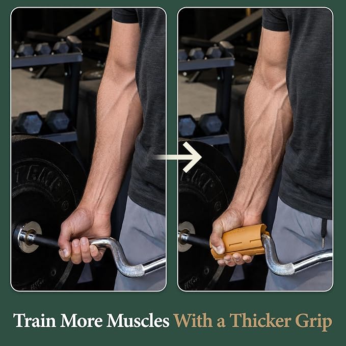 Tribus Thick Grips for Dumbbells & Barbells (2.05" & 2.44”) — Thick Grips for Dumbbells Bars & Fitness Equipment — For Grip Strength & Arm Training, Non-Slip Heavy Duty Rubber