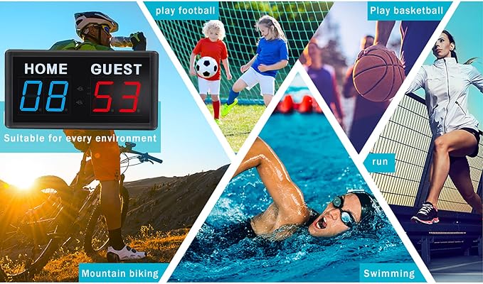 Score Keeper Portable Led Digital Electronic Scoreboard with Remote for Sports Games Volleyball Table Tennis Baseball Basketball Scoreboards Home Guest (1.8inch)