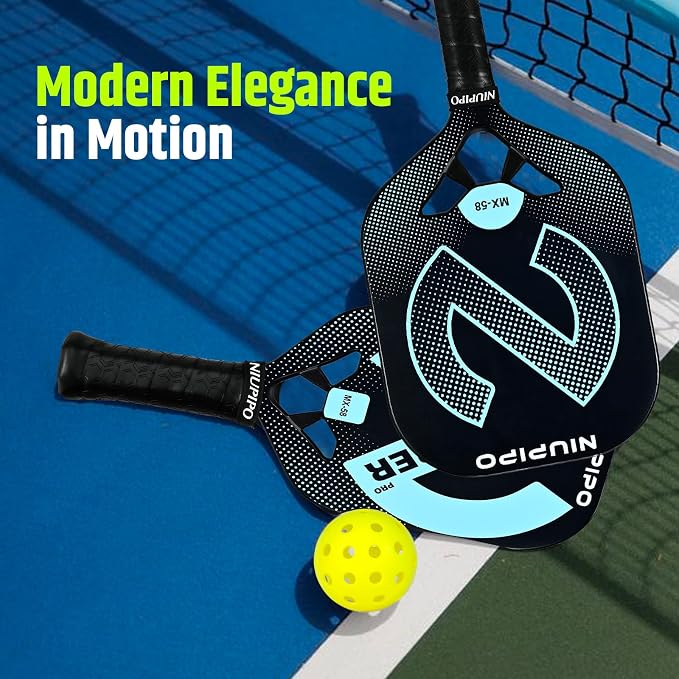 niupipo Pickleball Paddles Set of 2/4/1, USAPA Approved Carbon Fiber & Fiberglass Hybrid, Easy Power, Polypropylene Honeycomb Core, Cushioned 4.72" Grip, Bag/Cover, Pickleball Paddle Set for Men Women