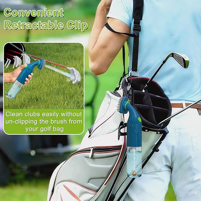 Kiss Core Electric Golf Club Cleaner Brush: AA Battery Powered for Effortless Cleaning - Golf Club Brush for Golf Accessories - Holds 5oz Water - Magnetic Clip - Golf Gifts for Golfer Men