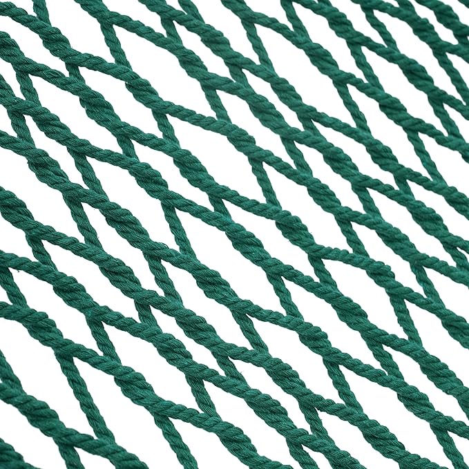 Lazy Daze Hammocks 12FT Double Rope Hammocks, 2 Person Hand Woven Cotton Hammock with Spreader Bar for Outside, Patio, Poolside, FIT 13-15 FT Stand, Max 450 Lbs, Green, 141 x 57 inches