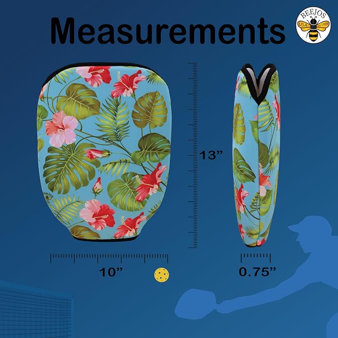 BeeJos Hawaiian Collection: Premium Slip-On Pickleball Paddle Cover-Fits Standard Size Paddles-Zipperless (Paddle not Included)