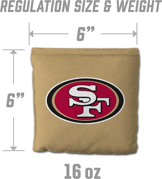 YouTheFan Officially-licensed NFL Set of 8 Cornhole Bags - All Weather Dual Sided Slide & Stop - regulation size