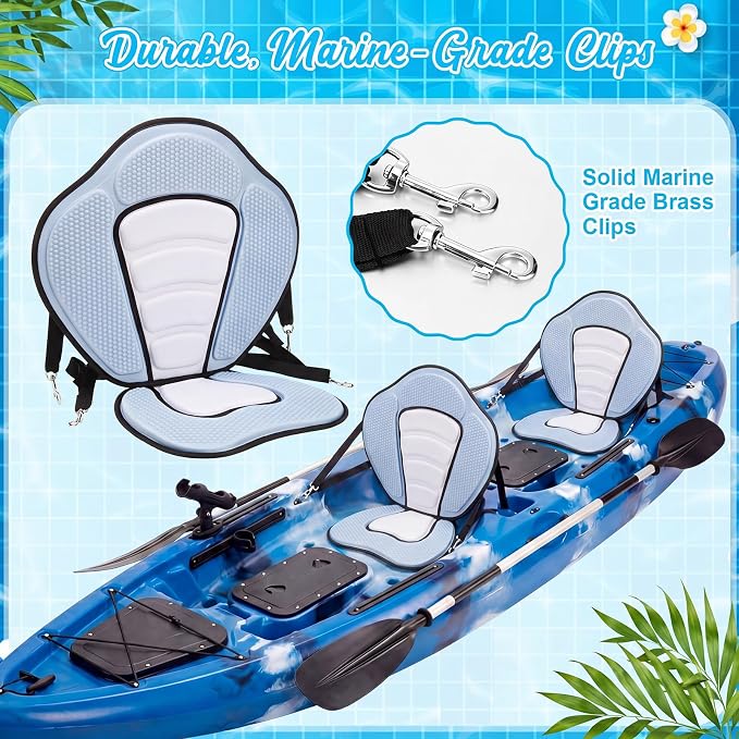 Vinsot Kayak Seat Cushion Universal Paddle Board Seat with Back Support Adjustable Non Slip Boat Chair Seats with 4 Straps and Storage Bag for Kayak Boat Sup Canoe