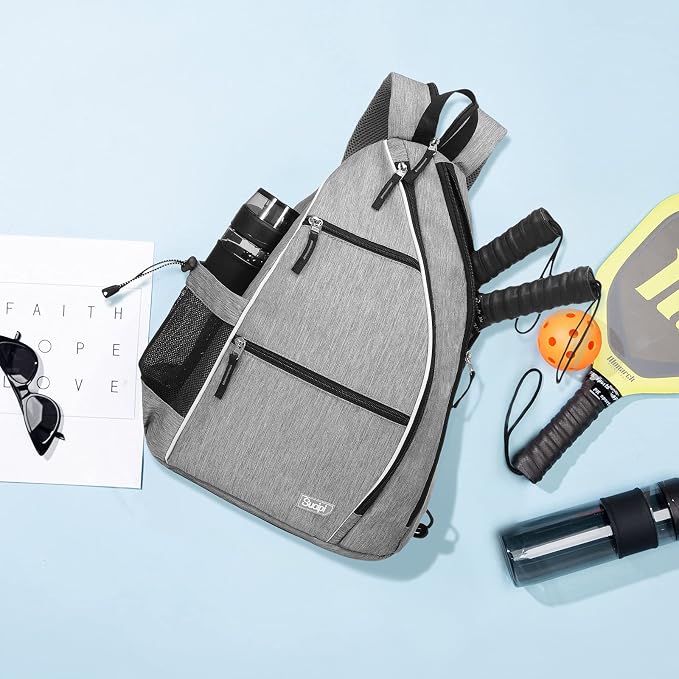 Sucipi Pickleball Bag - Men's & Women's Pickleball Backpack, Adjustable Sling Bag w/Fence Hook/Large Capacity/Safety Pocket
