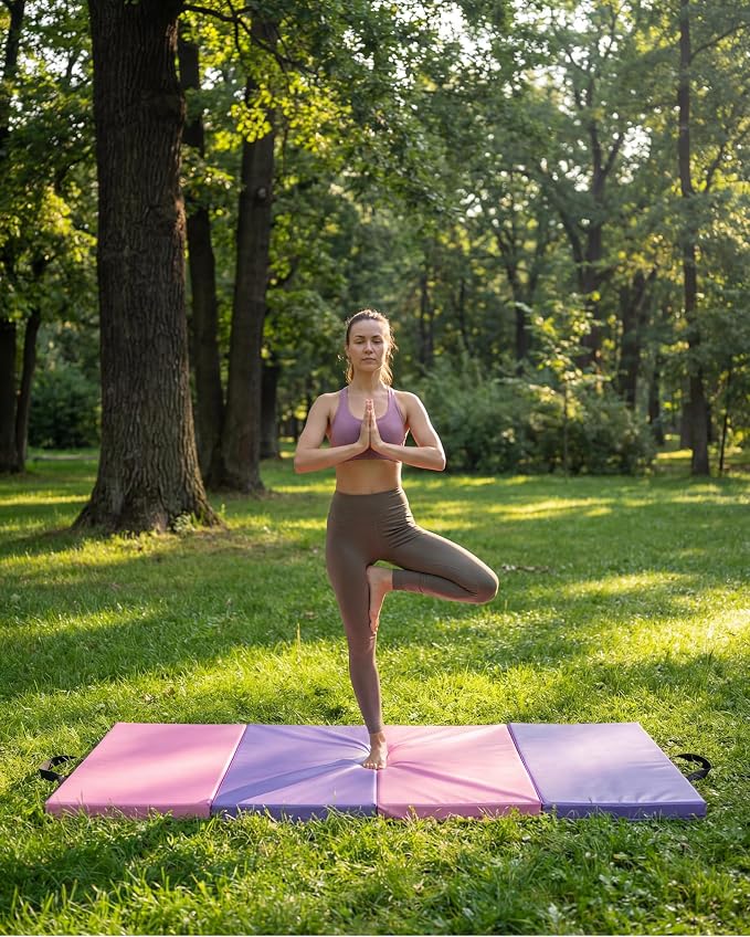 Gymnastics Mat, 6x2/3Ft 2-Inch Thick 4-Fold Exercise Floor Mat for Home Gym, Portable Yoga Mat for Pilates, Aerobics, Martial Arts & Training