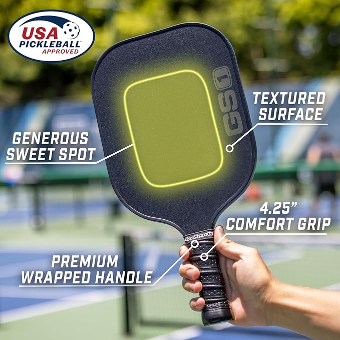 GoSports GS1 Pickleball Paddles - Single, 2 Pack, or 4 Pack - USAPA Approved Fiberglass Pickleball Paddles