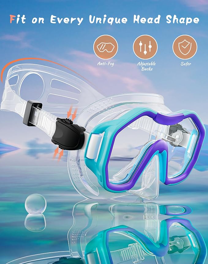 Snorkeling Gear for Adults Kids, Dry-Top Snorkel Set, 180°Panoramic Wide View Diving Mask Breathing Freely Snorkel Mask for Snorkeling Scuba Diving Swimming Travel