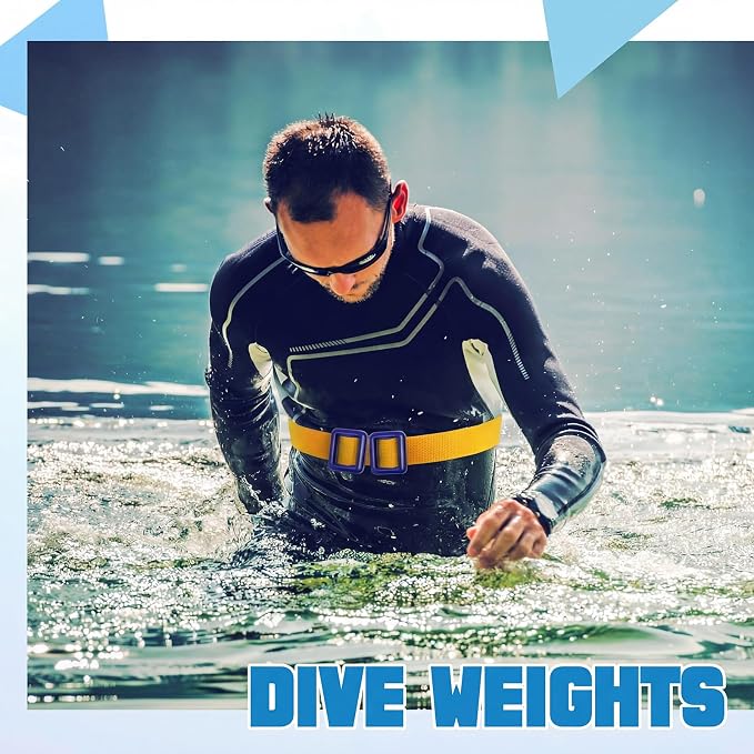 Tellegloww 4 Pcs Dive Weights Belt for Scuba Diving Coated Dive Weights Nylon Dives Belt with 1 Metal Quick Release Buckle for Free Diving Spear Fishing