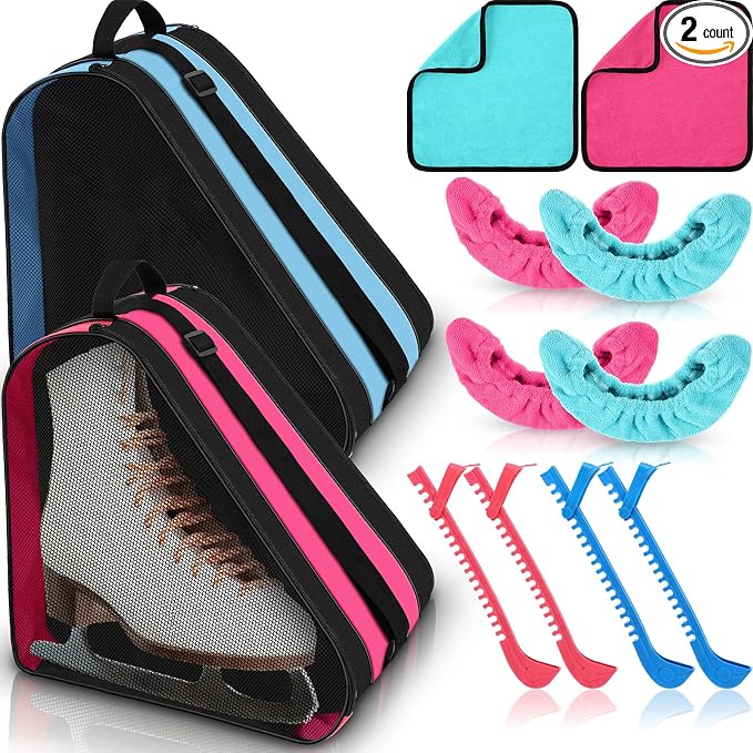 Liliful 8 Pcs Skate Guards Skate Blade Protector Covers Towel Ice Inline Bag Set Ice Guards for Adult Hockey Winter Supply
