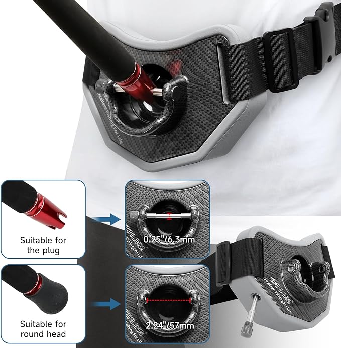 SANLIKE Stand-up Fishing Belt Adjustable Waist Fighting Belt Rod Holder