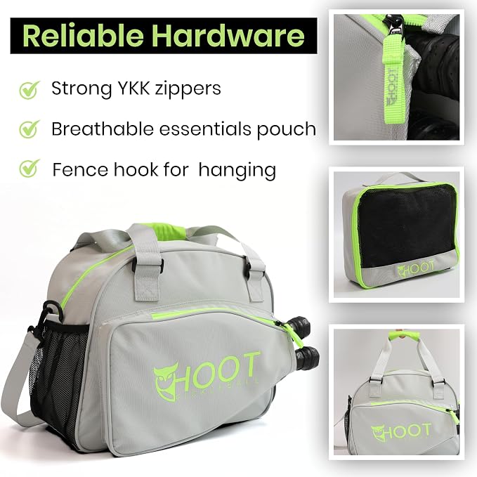 HootPickleball - Pickleball Backpack - Sports Equipment Organizer for Men & Women - Paddle Tennis Bag with Adjustable Strap - Dual Compartment - Light Grey - 15.8L