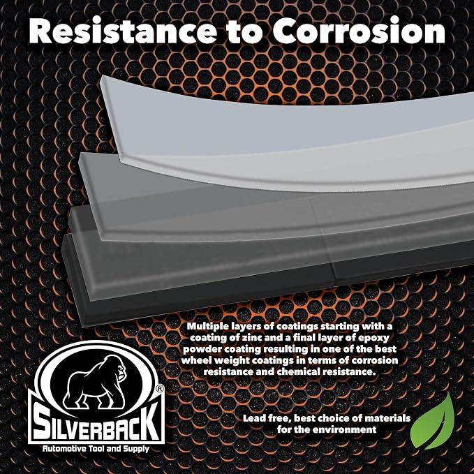 Silverback 1.0oz Black Steel Adhesive Tape Wheel Weights with Easy Peel Tape for The Professional Tire Dealer. Cars, Trucks, SUV's, & Motorcycles. Black1.0oz Steel Tape Weight. 72pcs