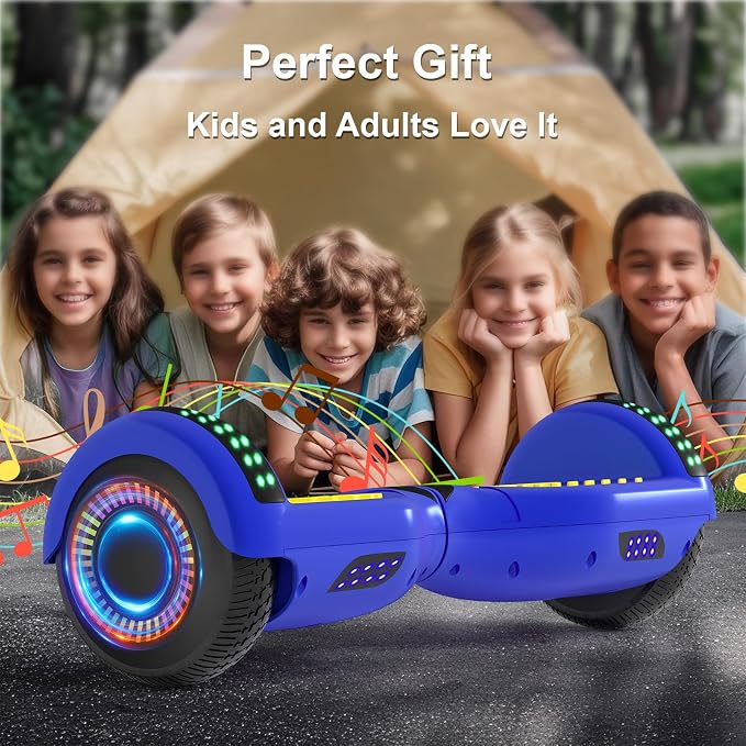 Kids Scooter with Bluetooth Speaker & Corlorful LED Lights, Dual 250W Motor 7.5 Mph Speed, Gifts for All Ages
