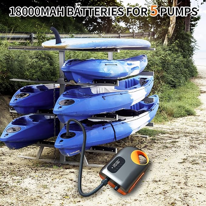18000mAh Electric SUP Air Pump - Rechargeable Paddle Board Pump, 20PSI High Pressure with Dual Stage Inflation, Deflation, Portable Inflatable Air Pump, Inflatable Tent, Boat (Sup Air Pump)