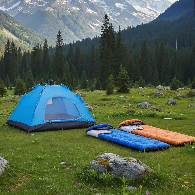 Tudomro 3 Pcs Outdoor Camping Set Include 2 Sleeping Bag for Adults Kids 1 Beach Tent Sun Shelter Seasons Indoor Outdoor Waterproof Camping Accessories for Fishing Hiking