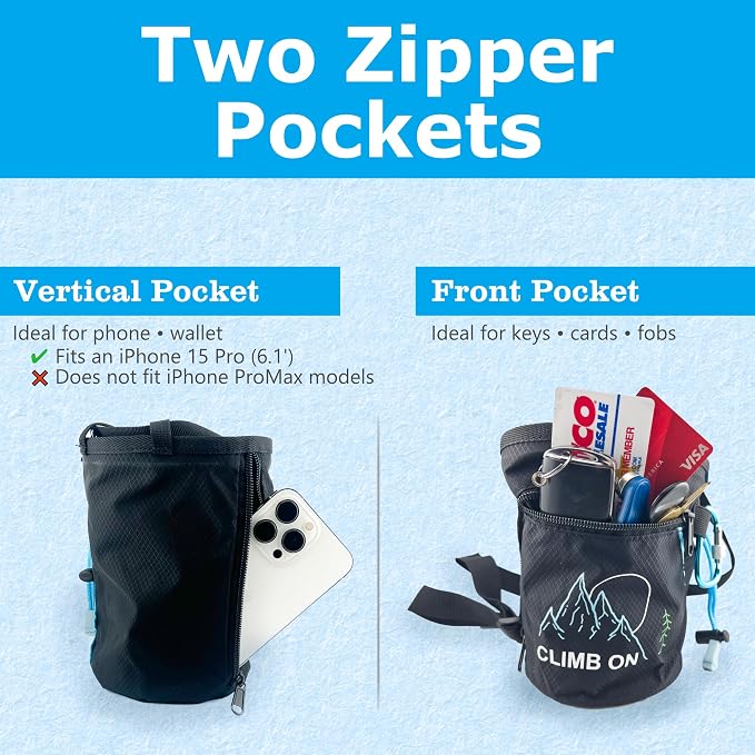 Chalk Bag + Ball for Rock Climbing, Bouldering, Top Rope | Climb On