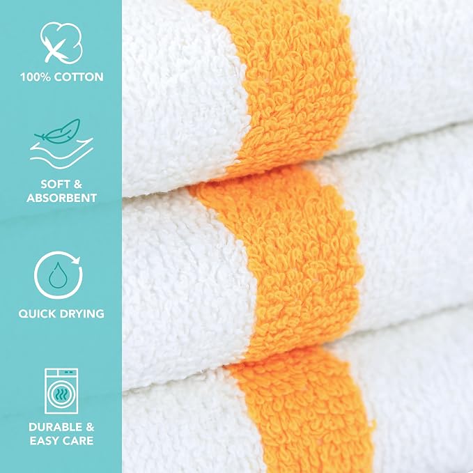 Arkwright White Hand Gym Towels - Pack of 12 - Bulk 100% Cotton Soft Quick Dry Sweat Absorbent Hotel Quality Towels for Workout, Bathroom, Spa, Pool, 16 x 27 in, Gold