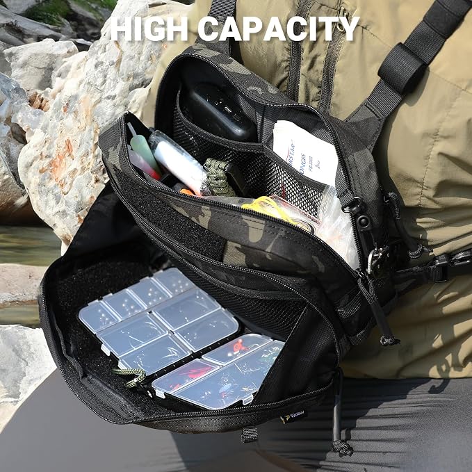 VOTAGOO GEAR Fishing Chest Pack, Fly Fishing Bag for Men and Women, Tackle and Fly Boxes Storage Pack, Hunting Binocular Pack