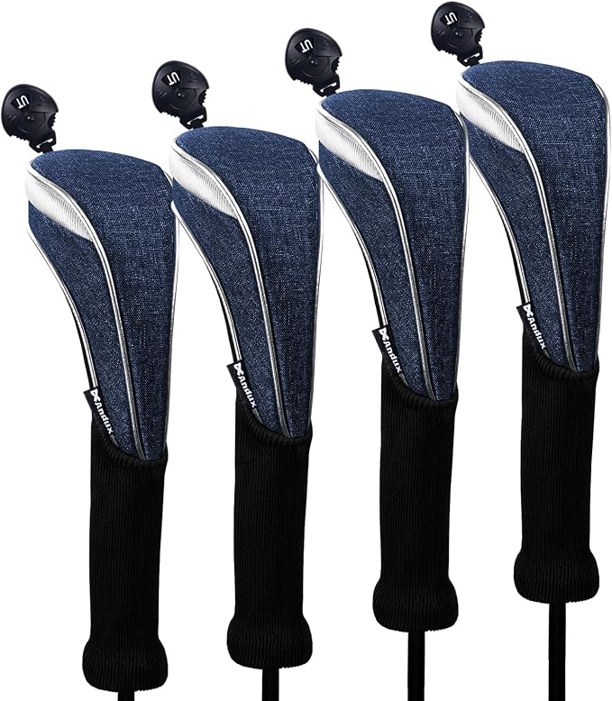 Andux 4 Pack Nylon Long Neck Golf Hybrid Club Head Covers with Dial No. Tag CTMT-03