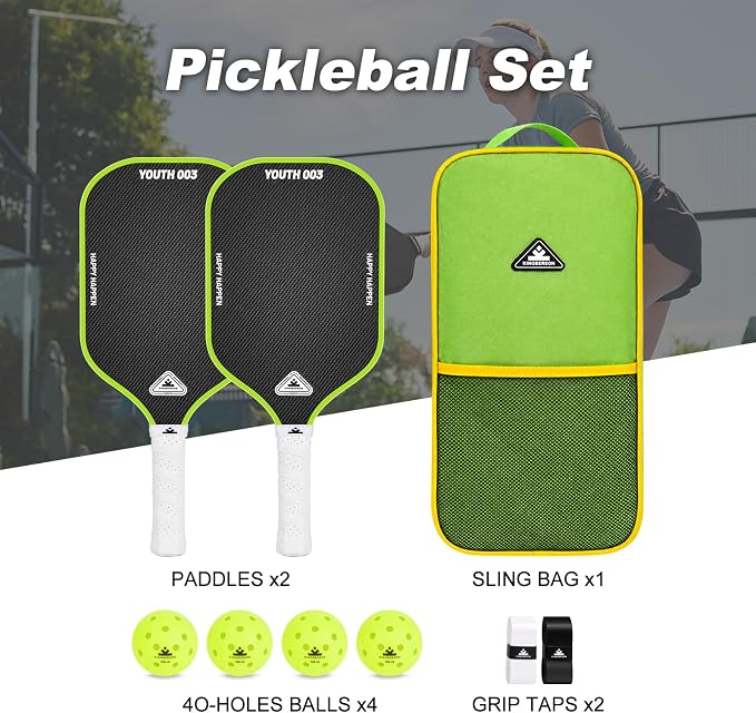 Carbon Fiber Pickleball Paddles Set of 2, with Balls, Bag & Grip Tape | Carbon Fiber Paddles with Honeycomb Core Deliver Spin, Control and Comfort for All Skill Levels