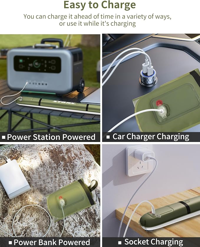 USB Charging Inflatable LED Tube Camping Light for Tent,Foldable Camping Lights Bars Built-in 4000mAh Battery for for Camping, Hiking, Travel LED Light Wand Stick