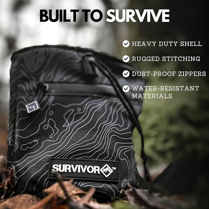 SURVIVOR Chalk Bag + Refillable Chalk Ball + 50ML Liquid Chalk Bundle