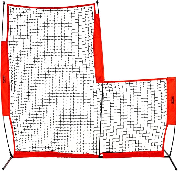 VEVOR Batting Screen - Baseball & Softball Protector with Carry Bag & Ground Stakes, Pitching Net for Pitchers Protection