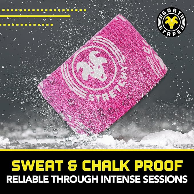 Goat Tape Super Stretchy Thumb Tape - Weightlifting Hook Grip Tape & WOD Tape for Cross Training, Gym Workout Tape, Athletic Finger Wrap - Flexes with Every Move - 15 Feet per Roll (All Colors 8-Pack)