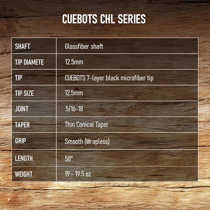 Series, Glass Fiber Pool Cue Stick, Uni-QR, 3/8-10, 5/16-18 Joint, Synthetic Leather Grip, 29" Glassfiber Shaft, 7-Layer Microfiber Tip