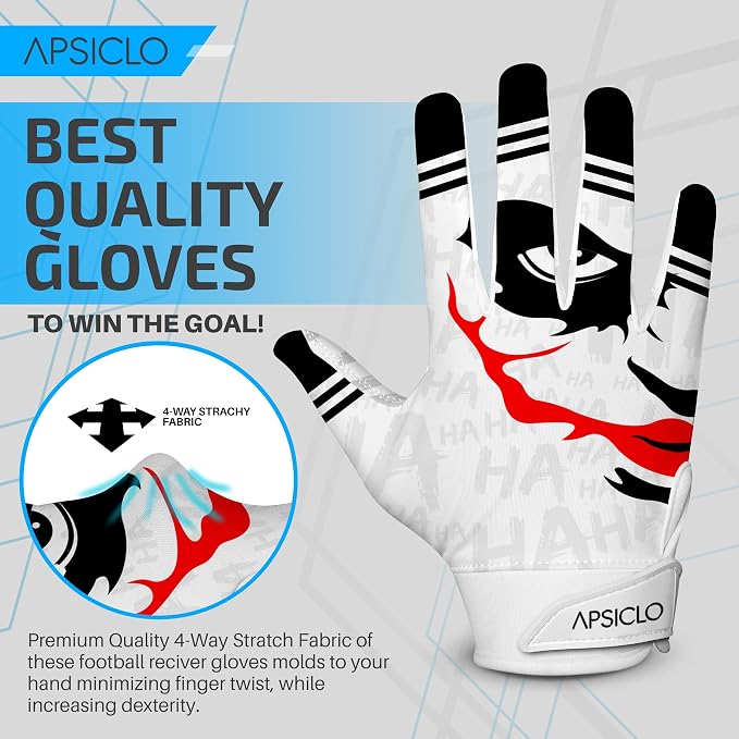 Youth Football Gloves – Sticky Silicone Grip – Youth & Adult Sizes – Breathable, Flexible, Training Football Receiver Gloves & Game Gear