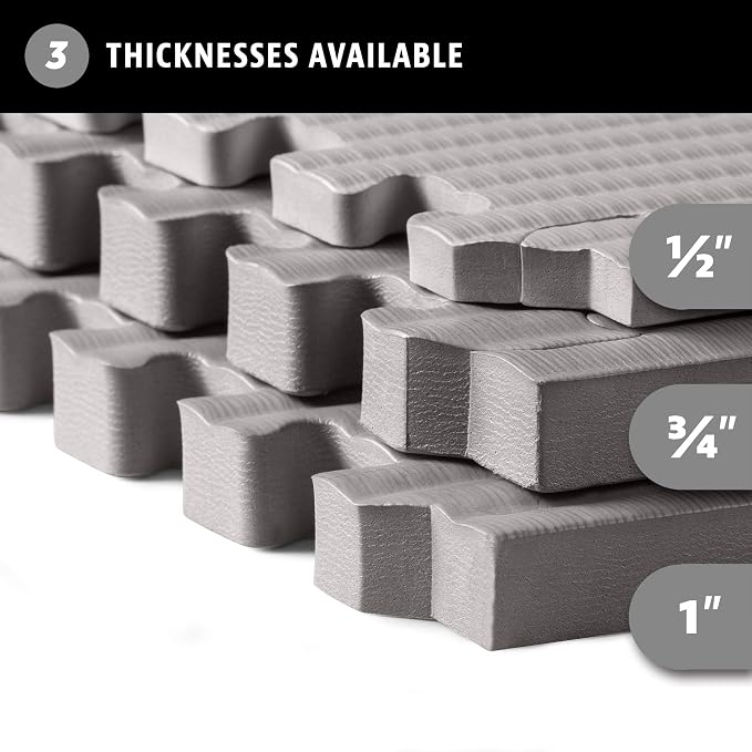 We Sell Mats 3/4 Inch Thick Martial Arts EVA Foam Exercise Mat, Tatami Pattern, Interlocking Floor Tiles for Home Gym, MMA, Anti-Fatigue Mats, 24 in x 24 in