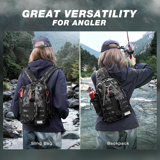 Ghosthorn Fishing Backpack Waterproof Tackle Bag Sling Bag Gift