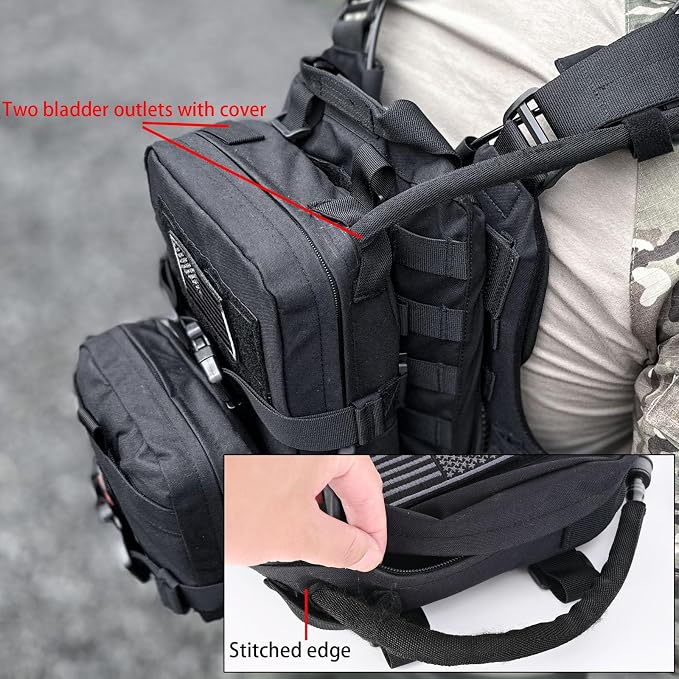 Tactical Mini Molle Hydration Pack,Molle Hydration Carrier with IFAK Pouch&US Flag&Med Patch,Hydropack for 2L Water Bladder