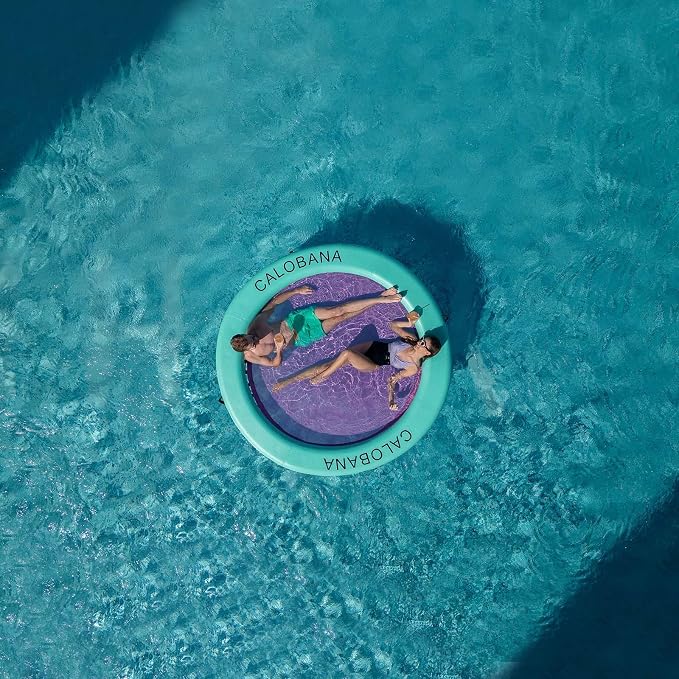 CALOBANA Round Floating Ring Inflatable Water Hammock Heavy Duty River Floats Lake Raft for Adults Tanning Pool Lounger Float Island Platform Pad Mat for Party