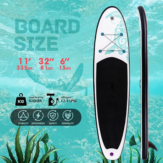 FunWater Inflatable Stand Up Paddle Board with Premium SUP Paddleboard Accessories, Anti-Slip EVA Deck, 11'6''/11'/10'6'' Paddle Boards for Adults & Youth of All Skill Levels