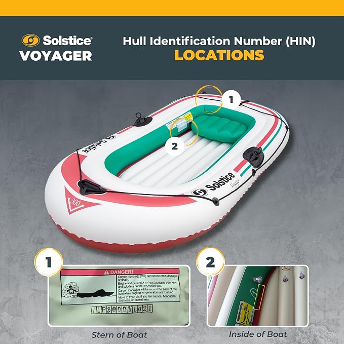 SOLSTICE Inflatable Boat for Lakes, Rivers & Beaches – Heavy-Duty Raft with Swivel Oar Locks & Grab Line – Voyager, Full Kit Includes Oars & Pump, 2-Person, White, 6'