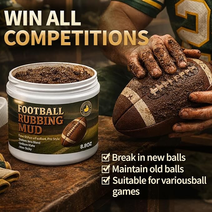 Football Rubbing Mud, 8.8oz Leather Football Conditioning Prep for New & Used Balls, Game Day Grip Conditioning for Practice & Training, Multi-Sport Use, Baseball Mud