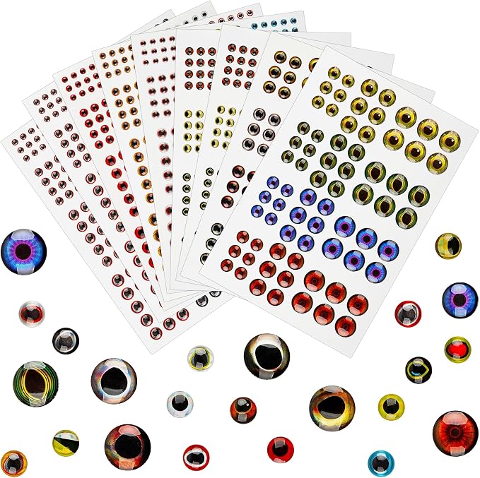 1347pcs Fishing Eyes 3D/4D/5D Realistic Fish Lure Eye for Lures Making Fishig Bait Fly Tying Streamers Lures Crafts 3 mm/ 4 mm/ 5 mm/ 6 mm/ 8 mm/ 10 mm