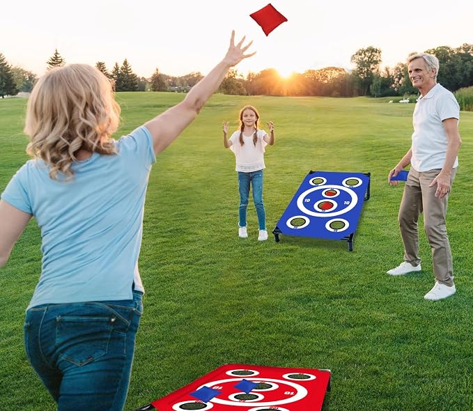 NZQXJXZ Cornhole Board Set with 8 Bean Bags 3x2 Ft Corn Hole Games Portable Cornhole Set for Indoor and Outdoor Ideal for Kids, Adults, Camping,Travel,Beach, Yard