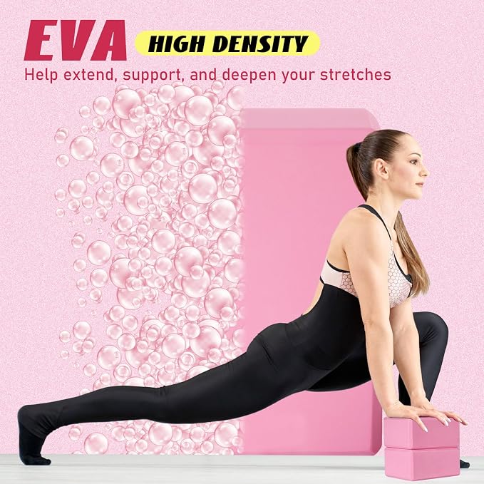 Wettarn 6 Pack Yoga Blocks 9 x 6 x 4 Inch EVA Foam Lightweight Non Slip Yoga Props for Pilates Stretching Meditation
