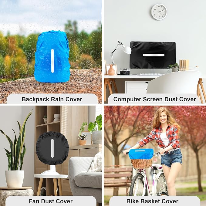 LAMA 2 Pack Waterproof Rain Cover for Backpack, Reflective Rucksack Rain Cover for Anti-Dust/Anti-Theft/Bicycling/Hiking/Camping, M Size (for 30L-40L Backpack), 1 Pcs Black + 1 Pcs Blue