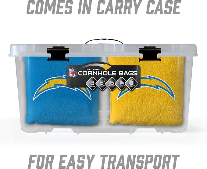YouTheFan Officially-licensed NFL Set of 8 Cornhole Bags - All Weather Dual Sided Slide & Stop - regulation size