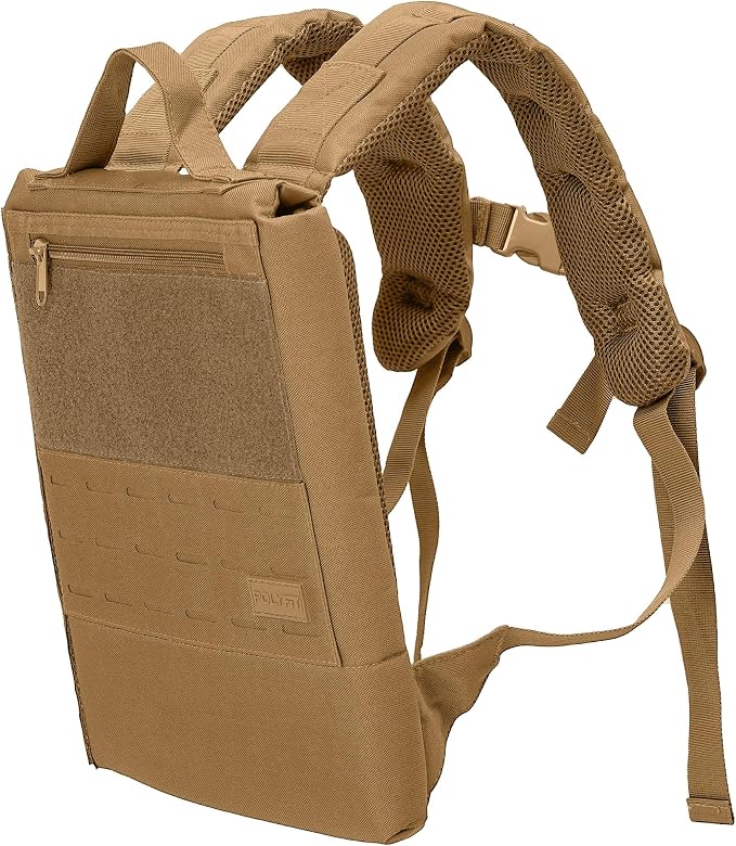 Polyfit Rucking Backpack 2.0 - Weighted Ruck Pack for Weight Plates - Patent Pending Side-Loading Rucksack for Walking, Running, Rucking, Strength and Endurance Training - Tan
