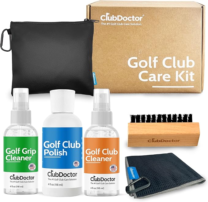 Club Doctor Golf Club Care Kit – Clean, Polish, and Restore Irons, Drivers, Putters – Scratch, Scuff, Rust Remover – Complete Golf Club Maintenance Kit with Grip Cleaner, Club Cleaner, and Polish